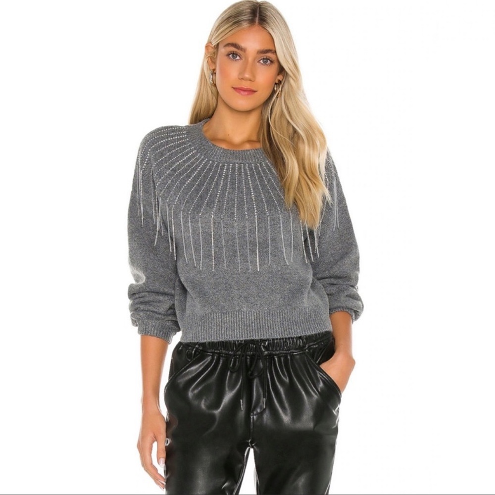BB Dakota If You Fancy Embellished Gray sweater with rhinestones NWT size Small